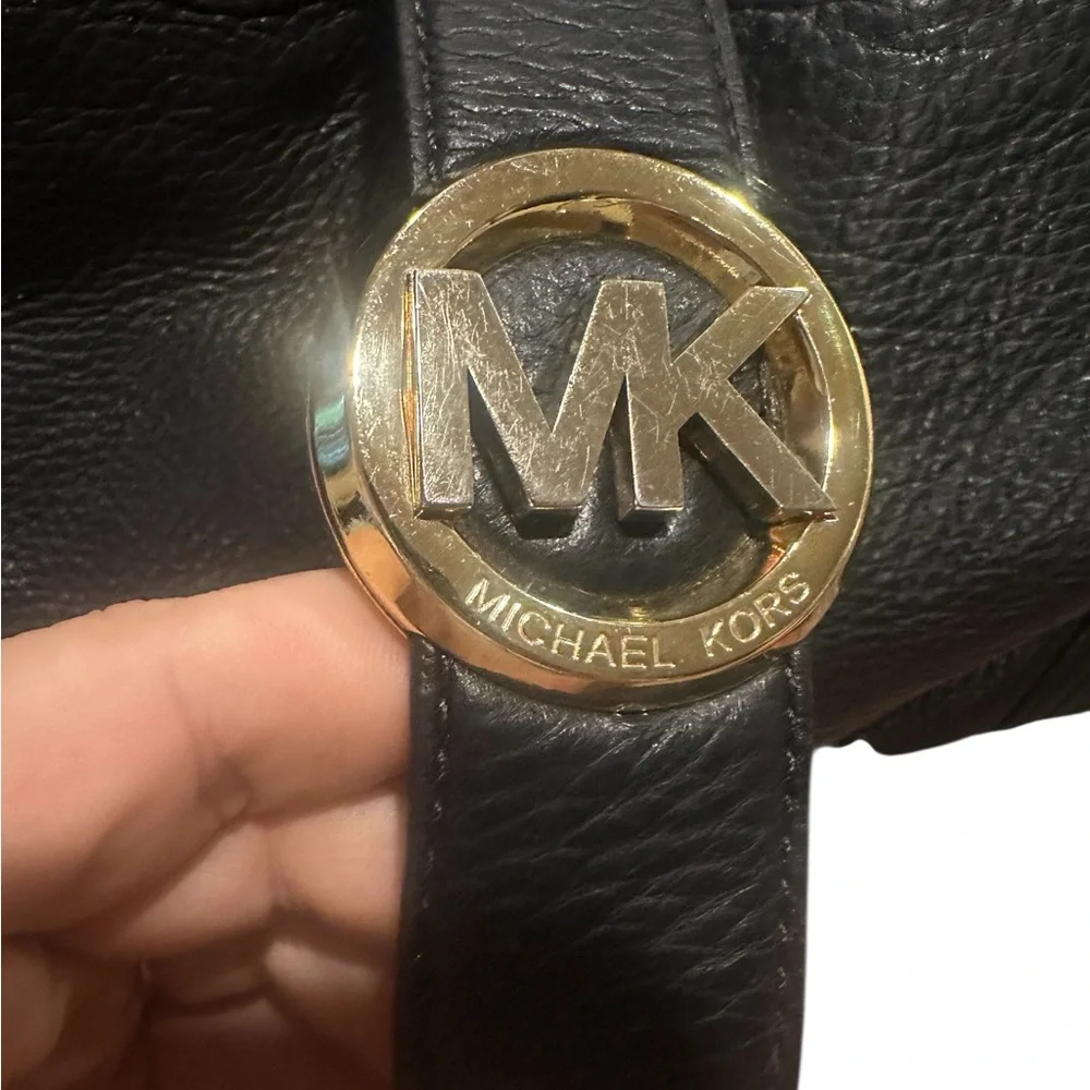 Michael Kors Black Leather Hudson Shoulder Bag Pebble Butter Leather! Non-Smoker - Picture 16 of 16